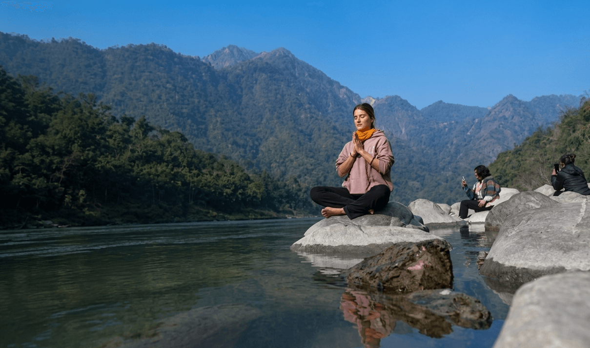 View of Yoga and Meditation Retreat in The Himalayas